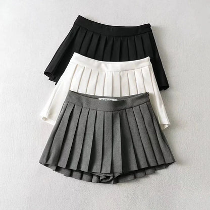 Pleated Mini High Waist