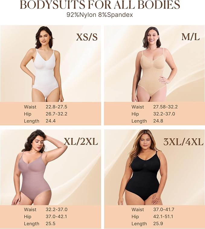 V-Neck Bodysuit Shapewear -New