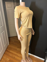 Crew Neck Short Sleeve/ Ribbed Leggings CLEAN OUT SALE!