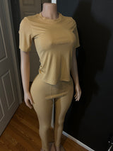 Crew Neck Short Sleeve/ Ribbed Leggings CLEAN OUT SALE!