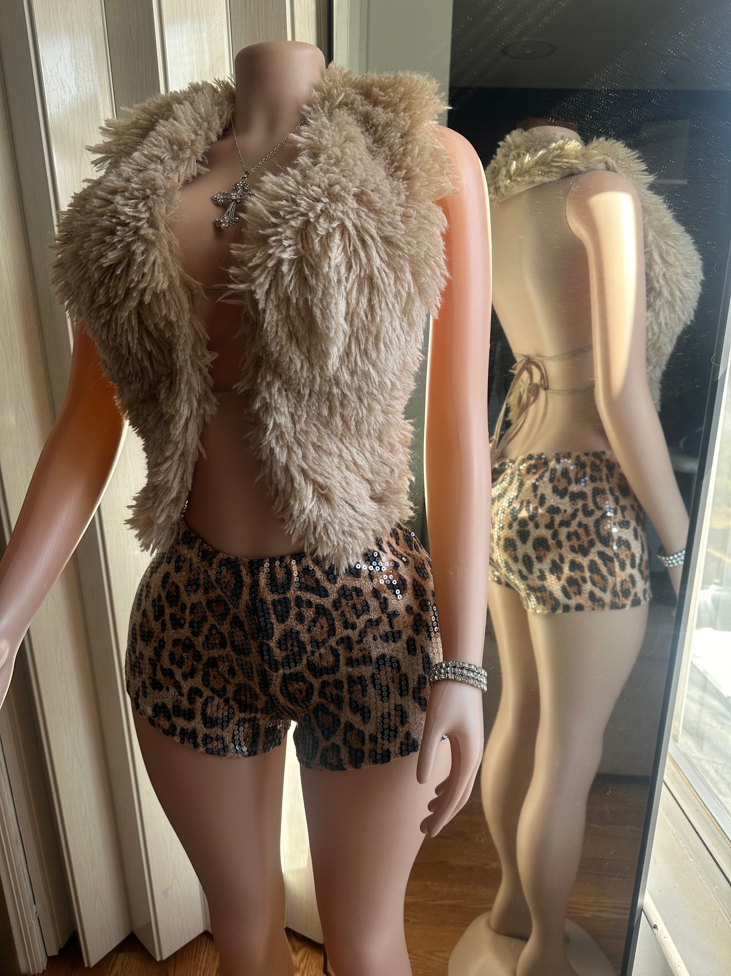 Fur Halter Top Backless-New