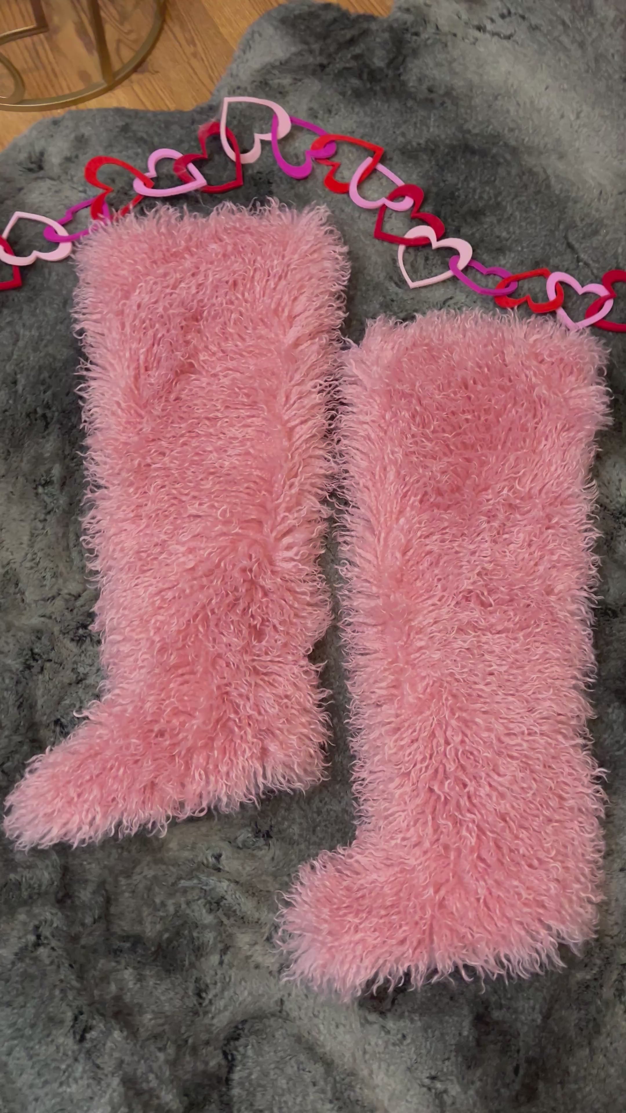 Luxury Thigh High, Fur Boots -Pink